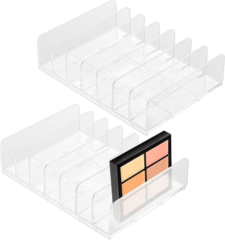 2 Stuks Oogschaduw Palet Organizer, Acryl Houder met 7 Rasters voor Make-up, Nagellak en Lipstick