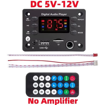DC 5V-12V Bluetooth 5.0 MP3 WMA WAV APE carte décodeur voiture mains libres Modules Audio Microphone USB TF FM Radio lecteur de musique MP3 haut-parleur No Amp DC 5V-12V black