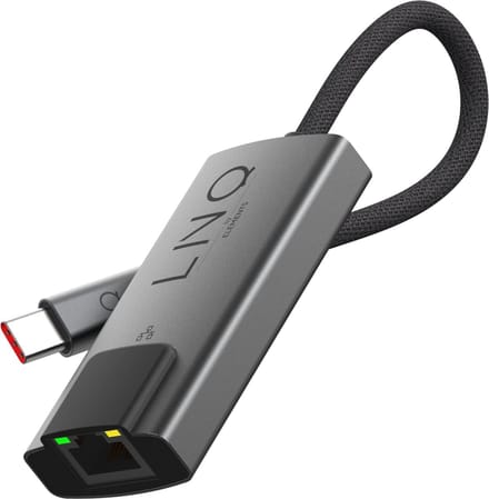 LINQ Connects 2.5Gbe USB-C Ethernet Adapter, tot 2500 Mbps -plug and play, snelle Multi Gigabit connectivity, Gaming, streaming, videocalls - Grijs