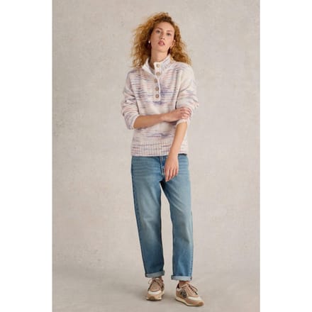 White Stuff Bella Button Jumper Ivory Multi Größe: 6 | Pullover Outlet | Damen | Weiß