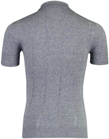 Blauwe polo Profuomo beige katoenblend 3 knoops