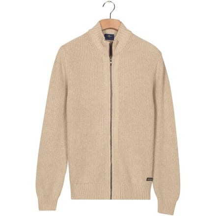 Baileys Vest Uni Color Cotton Fullzip Allover Structure Knit Kitt / male