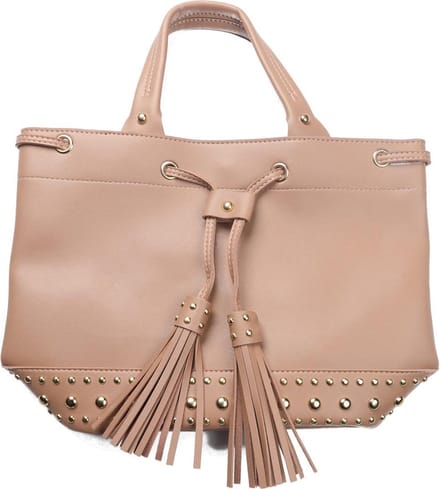 Dielay - Tas met Kwasten en Studs - PU Kunstleer - 36x25x15 cm - Roze