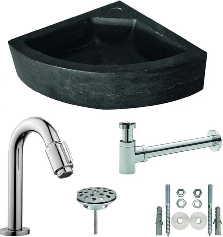 Wiesbaden One Pack Wiesbaden Hardstenen hoekfontein 30x30x10cm compleet
