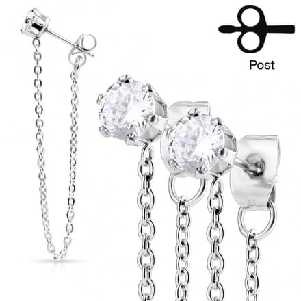 Oorbellen chain 0.8x6x3- zilver - LMPiercings