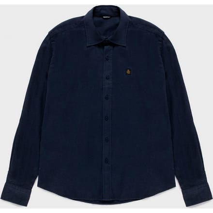 shirt gemengd linnen man marine blazer