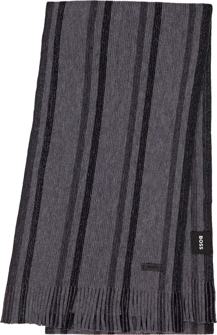BOSS sjaal Albas Iconic Knitted Scarf Medium Grey grijs