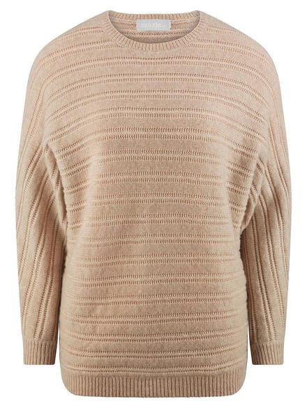 Trui ronde hals kasjmier Van include beige