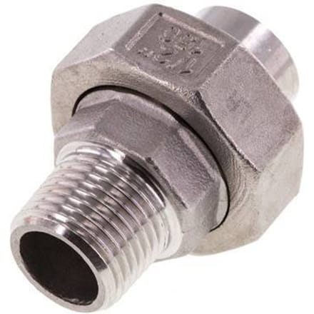 Rechte Aansluiting R1/2'' Buitendraad X 21.3mm Laseinde RVS Conische Afdichting 16bar