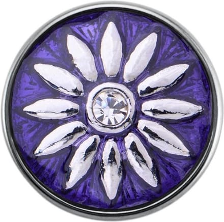 Quiges - Dames Click Button Drukknoop 18mm Bloem Paars - EBCM291
