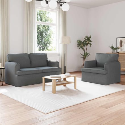 vidaXL Bankstel 2 pcs Donkergrijs 144 x 80 x 85 cm Stof