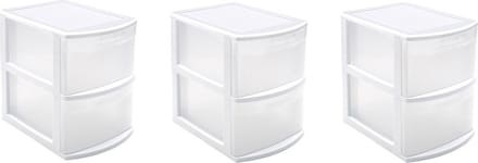 PlasticForte Ladeblok - Set van 3x stuks - 2 lades - bureau organizer - 39 x 29 x 40 cm