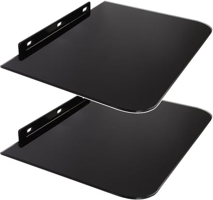 Maclean MC-738 - Set van 2 stuks Wandmontage Glazen DVD Plank wandplank zwart glas