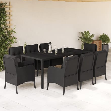 vidaXL - 9-delige - Tuinset - poly - rattan - zwart