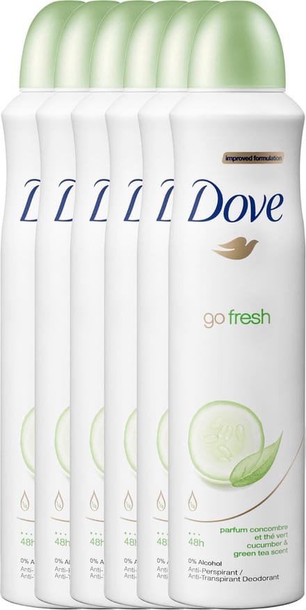 Dove Go Fresh Cucumber - 6 x 250 ml - Deodorant Spray