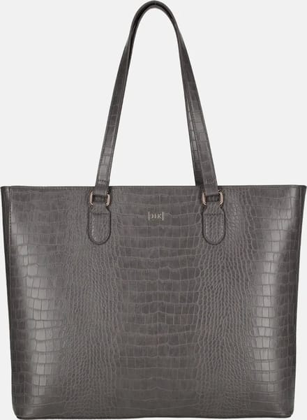 Duifhuizen croco shopper met laptopvak middengrijs