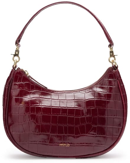 Manfield - Burgundy leren croco schoudertasje
