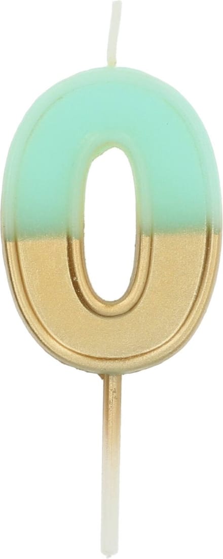 Folat - Kaars Retro Cijfer 0 Lichtblauw - 5 cm