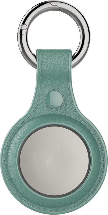 By Qubix - AirTag case Litchi Texture series - siliconen sleutelhanger met ring - groen