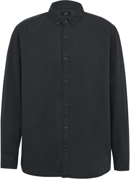 QS - male - Normale pasvorm: Getailleerde twill shirt met een geborduurd logo