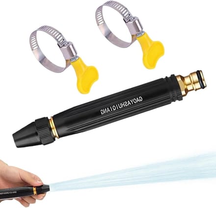 Slangmondstuk Metaal - Hogedruk Sproeier - Gazon Terras - Drie Straalsoorten - 16.8 cm Lengte - Grijs