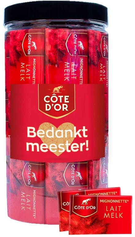 Côte d'Or Mignonnette Melk chocolade "Bedankt meester!" - cadeau voor meester - einde schooljaar - bedank de leerkracht - melkchocoladetabletten - chocoladecadeau - 750g