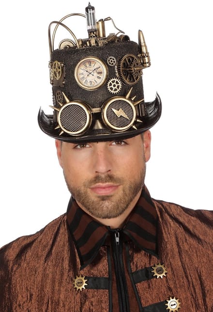 Hoed steampunk met licht goud