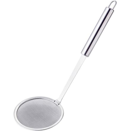 Fijnmazig Zeef RVS Schuimspaan met Lange Steel Keuken Kookgereedschap white