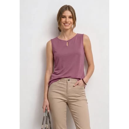 Top met ronde hals en uitgesneden detail