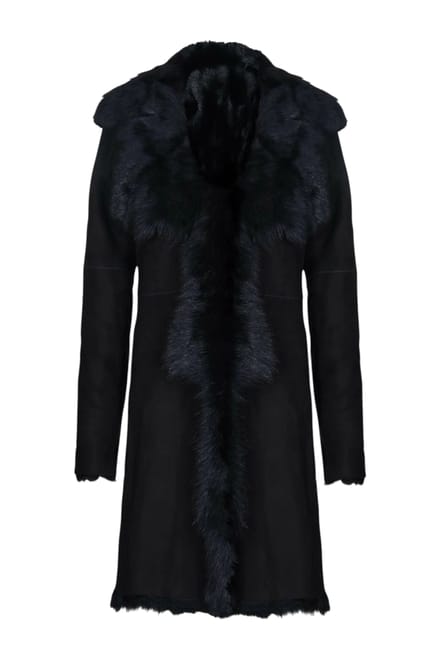 Zwarte Toscaanse schapensuède leren trenchcoat voor dames - Celeste