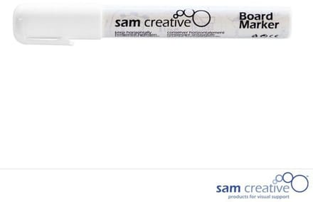 Sam Creative Whiteboard Glassboard Stiften - Standaard - Ronde punt - Nat uitwisbaar - Wit - 1 stuks