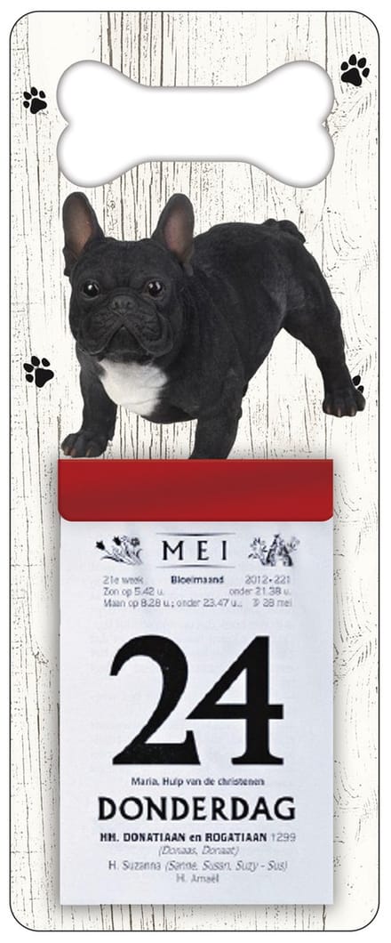 Scheurkalender 2027 Hond: Buldog zwart