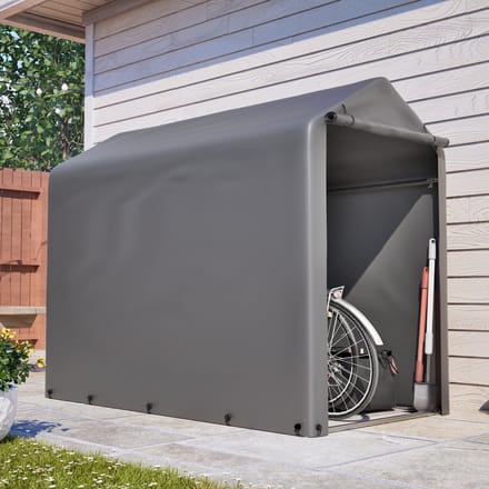 Fietsenberging 187 x 100 x 160 cm - Fietsenstalling Met Stalen Frame en Waterdicht PE Dekzeil - Fietsschuur Voor Fiets, Motor en Tuinbenodigdheden - Donkergrijs