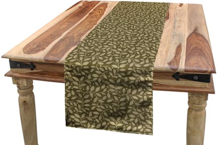 ABAKUHAUS – Tafelloper met bladeren – Rechthoekig 40×225 cm – khaki