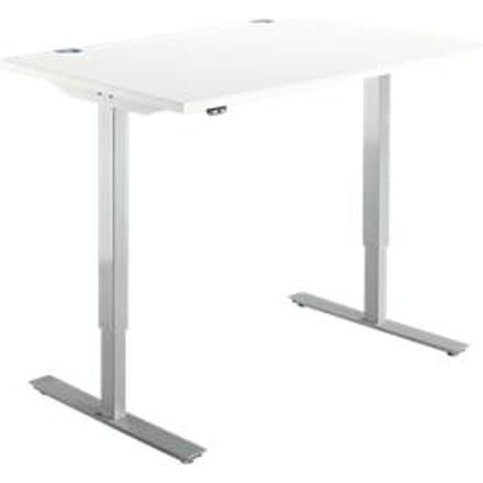 Schäfer Shop  Select Bureautafel START UP, eentraps elektr. in hoogte verstelbaar, B 1200 mm, wit/blank aluminium