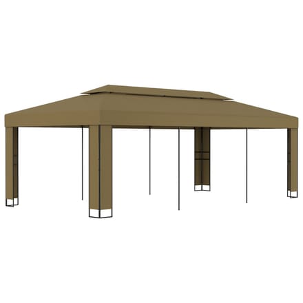 vidaXL - Prieel - met - dubbel - dak - 180 - g/m² - 3x6 - m - taupe