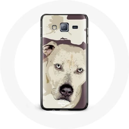 Coque pour Samsung Galaxy J3 Chien de Pitbull Blanc