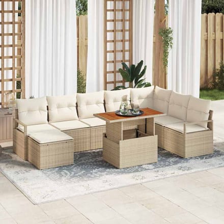 vidaXL - Tuinbank - Set - 9 - st - Beige - en - Crème