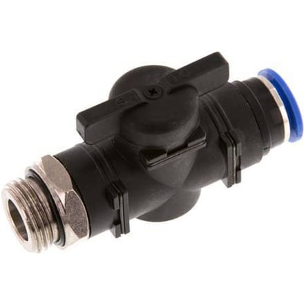 12 mm - G1/2'' Kunststof/Messing rechte 2-Weg Kogelkraan