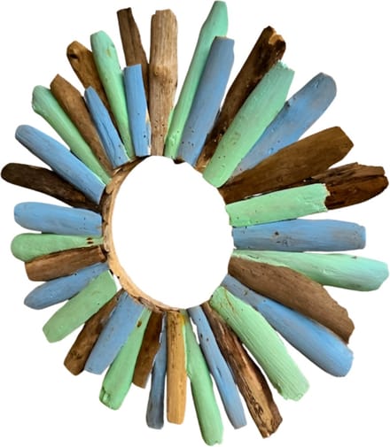 Sun Drift – Wanddecoratie van Hout – Ø45 cm – Natuurlijke Zee-Design