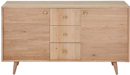 Vente-unique Badkamermeubel van massief eikenhout - Licht naturel - 145 cm - ZARENO