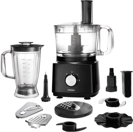 Heinner Foodprocessor met 1.2 liter Mengkom en 1.8 liter Blender - 750W - Keukenmachine Zwart