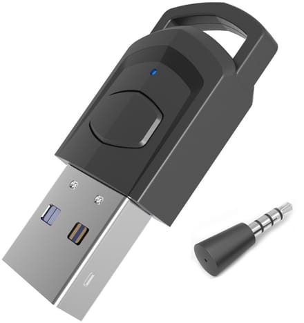 USB 5.0 Bluetooth Adapter - Zender & Ontvanger voor o.a. PS4, PS5, Switch, PC - met 3.5MM jack AUX aansluiting - Draadloze Audio via USB - Zwart