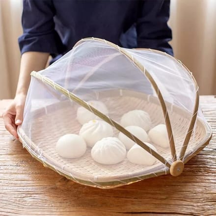bamboe tentmand met deksel, groenten/fruit, brood, opbergmand (Vierkant28 cm)