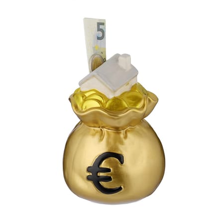 Set van 2 Spaarpotten Geldzak Keramiek Goud - Origineel Ontwerp Geschenk