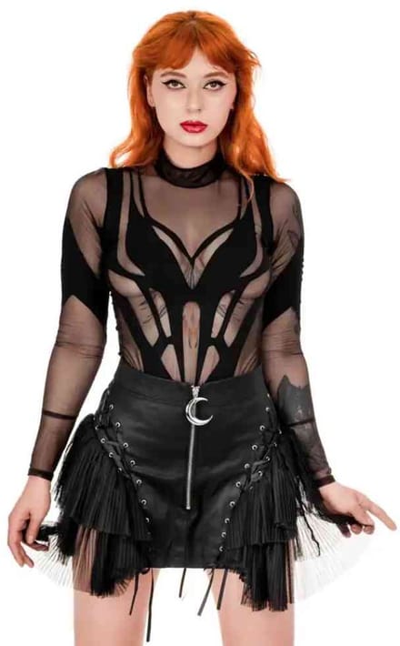 Restyle - Livia Waxed Korte rok - 3XL - Zwart