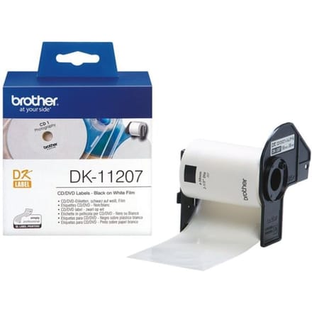 Brother DK-11207 Etiket Zwart op wit (58 mm x 58 mm) (DVD/CD)