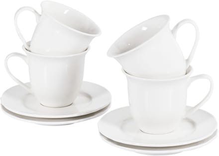 ELDERBERRY - Kop en schotel set van 4 - Wit - Porselein