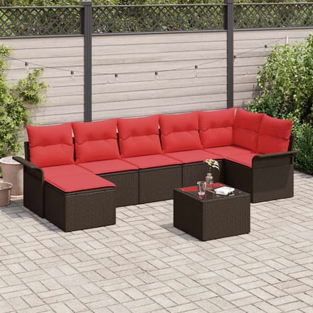 vidaXL - Tuinbank - Set - 8 - st - Bruin - poly - rattan