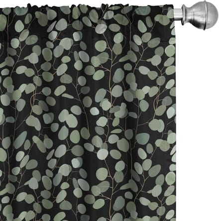 ABAKUHAUS Tropische Gardijnen – 2x75x225 cm – Microfiber, halfdonker, groen/zwart